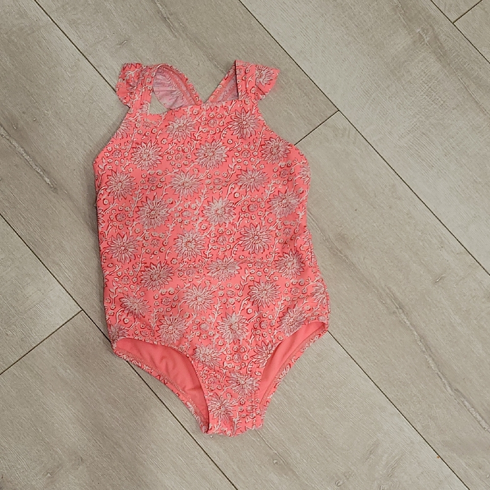 Baby GAP Pink Floral Flutter Swimsuit Girls Size 4 Years Toddler One Piece Pink